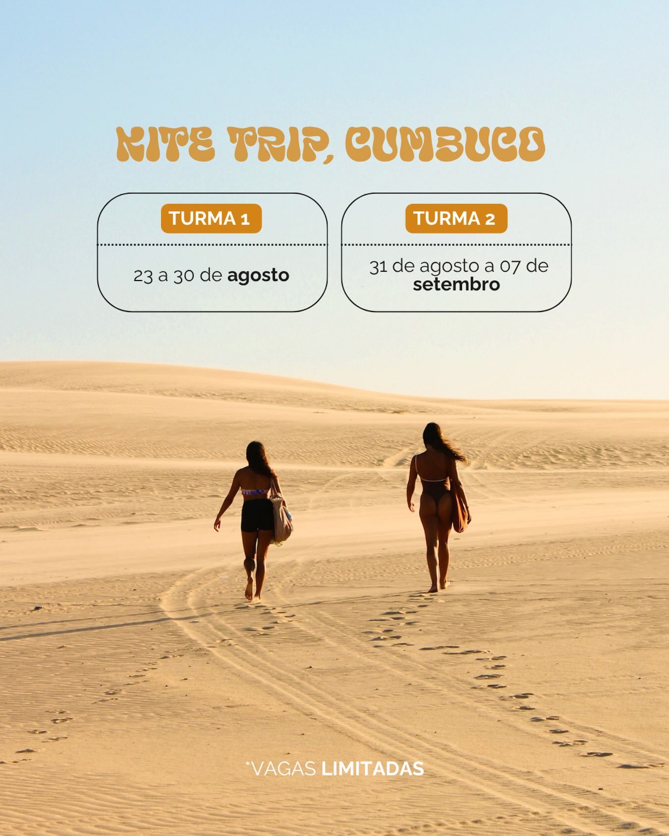 2 chances de ir, vagas limitadas pras duas. 🪁🌴

Kite trip pra Cumbuco tem Turma 1 e Turma 2!
Vento, mar, gente boa e memória pra vida toda. Não dá pra guardar essa pra depois.

Link na bio!